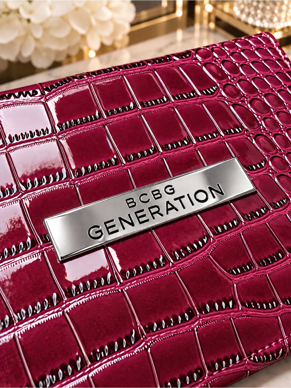 BCBG Generation Patent Croc-Embossed Raspberry eyeshadow palette